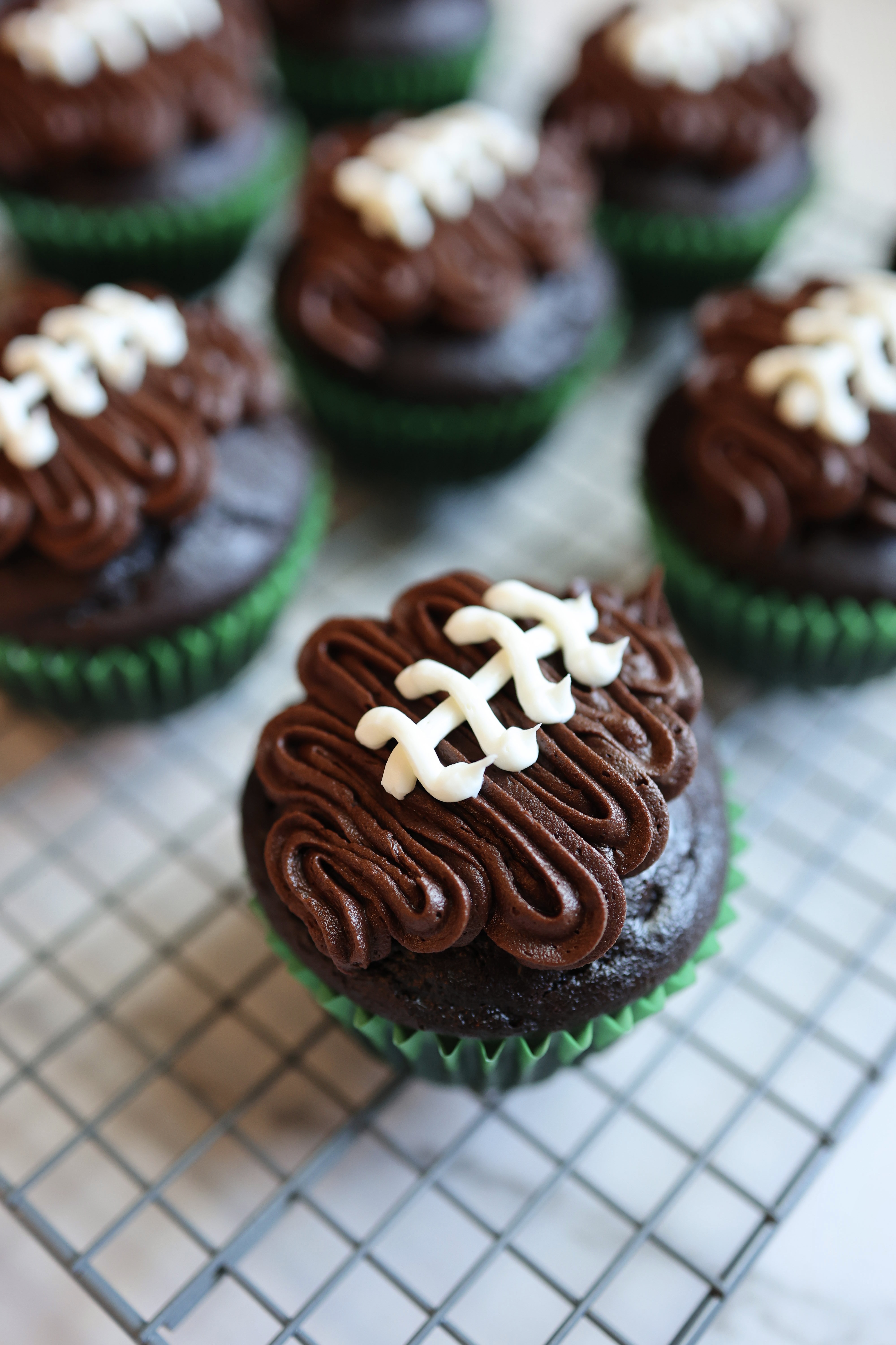 Double Chocolate Football Cupcakes
