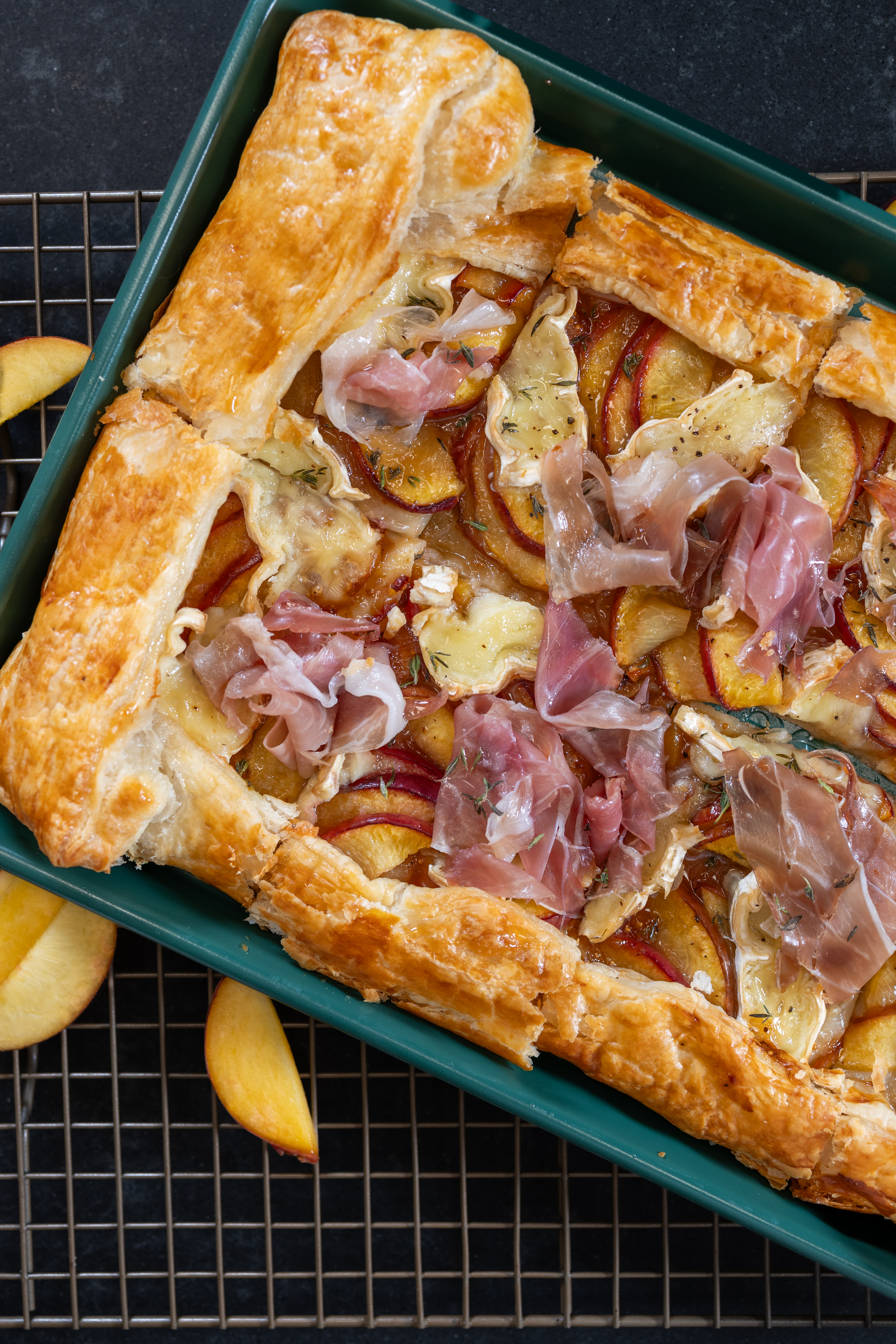 Peach, Brie & Prosciutto Puff Pastry with Fig Jam